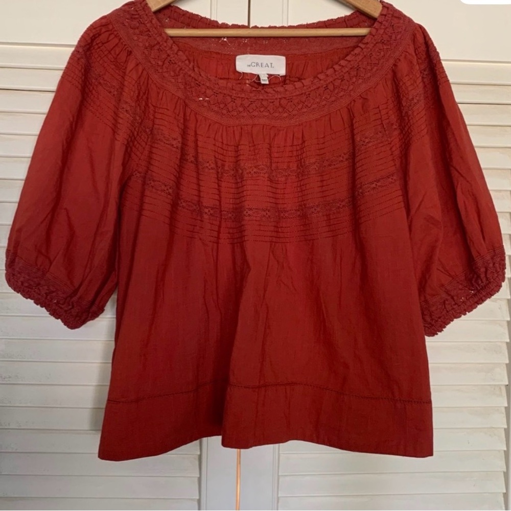 THE GREAT. Women's Rich Red Blouse